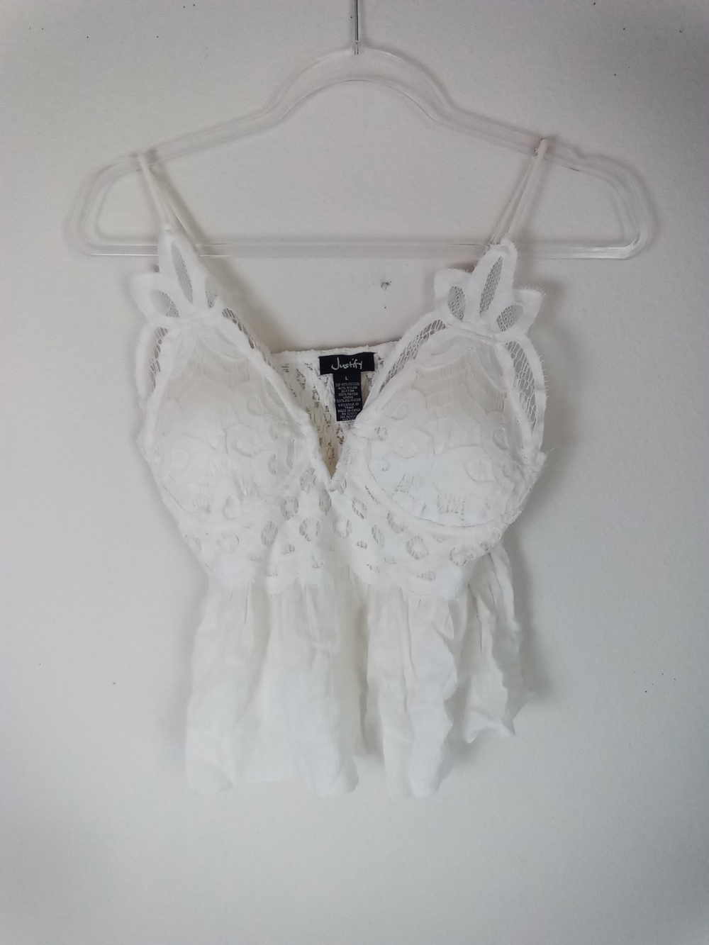Justify White Lace Camisole  Floral Appliqué Sexy Fairy Festival